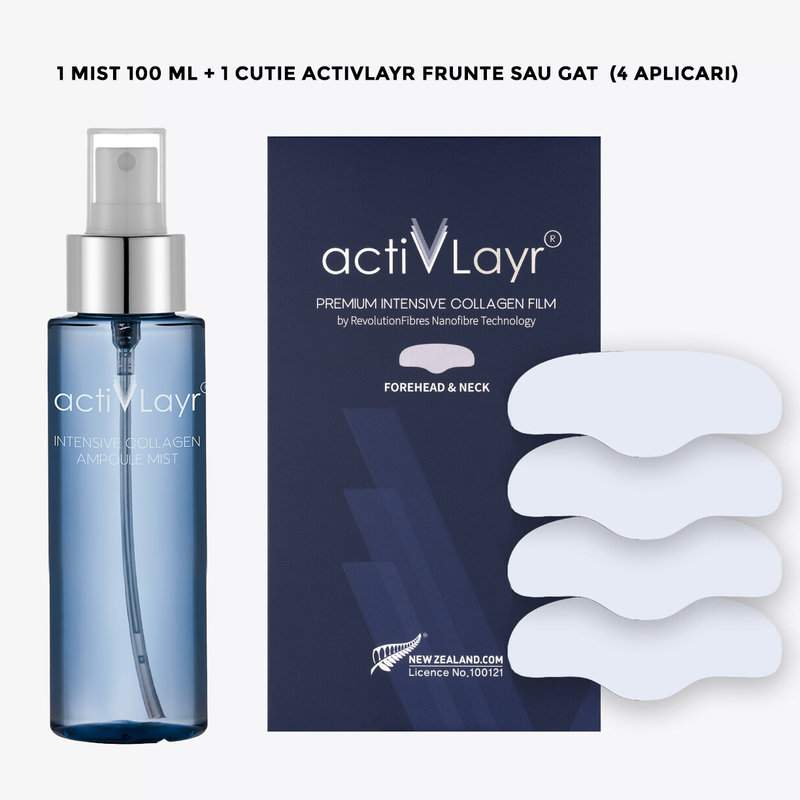 1 Mist 100 ML + Masca Premium Collagen ActivLayr Frunte sau Gat (4 aplicari)