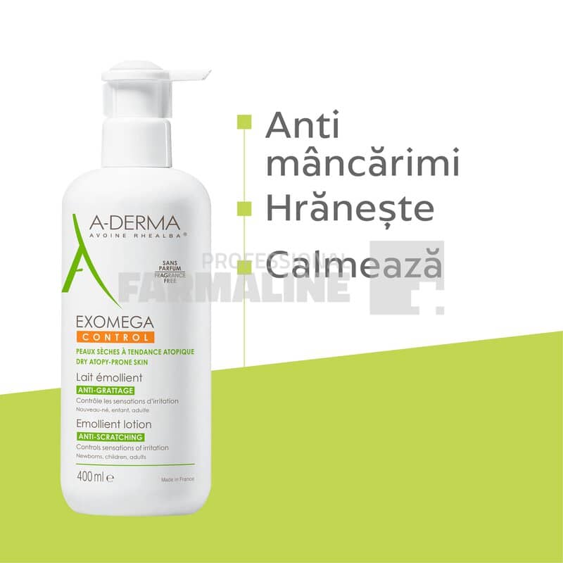 A-Derma Exomega Control Lapte emolient anti-prurit 400 ml