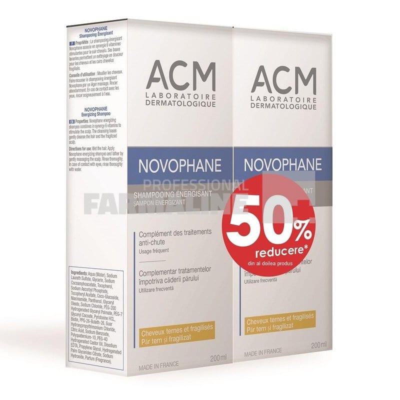 Shop 6 ACM Pachet Novophane Energizing Sampon energizant 200ml 1 + 1 cu 50% reducere