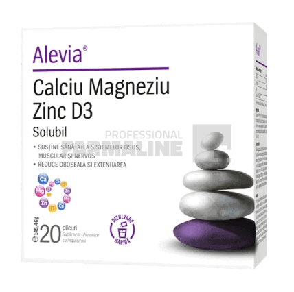 Alevia Calciu Magneziu Zinc D3 20 plicuri