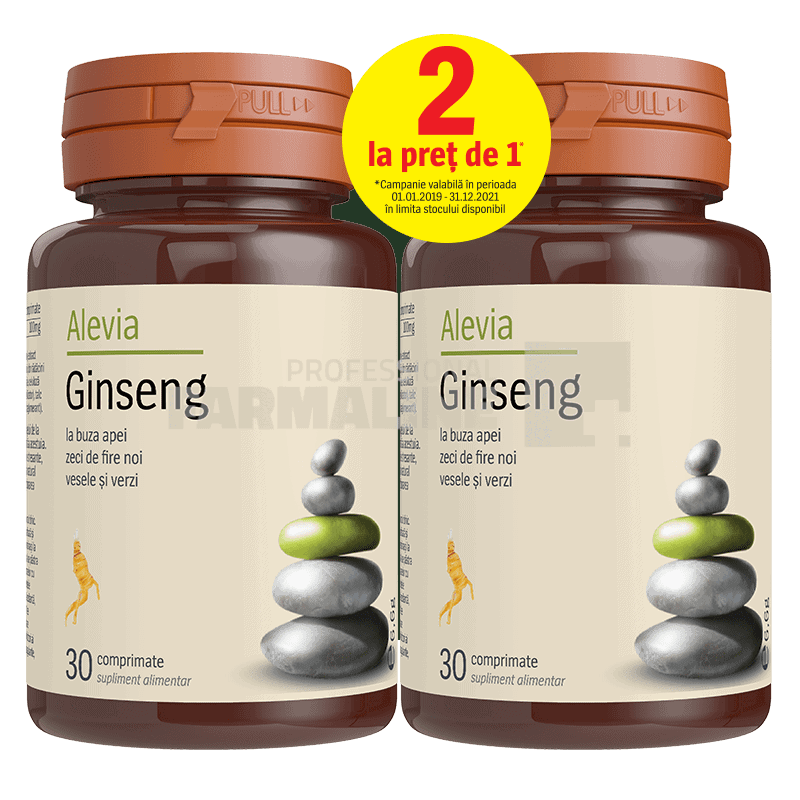 Alevia Ginseng 30 comprimate 1+1 Gratis