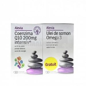 Alevia Pachet Coenzima Q10 200 mg intensiv 30 comprimate + Ulei de somon Omega 3 30 comprimate Gratis