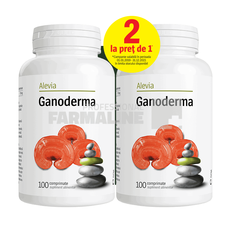 Alevia Pachet Ganoderma 100 comprimate 1+1 Gratis