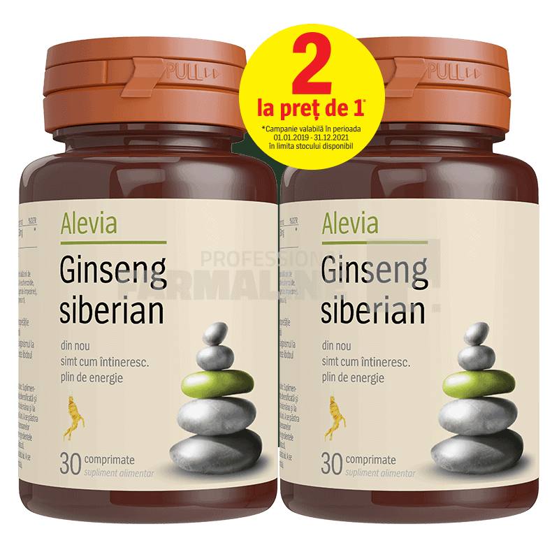 Alevia Pachet Ginseng siberian 30 comprimate 1+1 Gratis