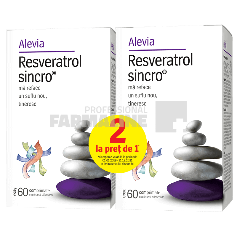 Alevia Pachet Resveratrol sincro 60 comprimate 1 + 1 Gratis