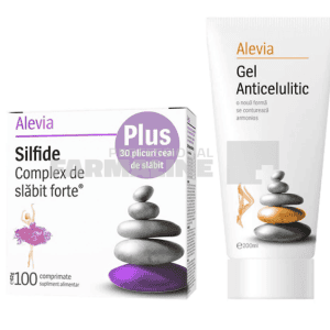 Alevia Pachet Silfide Complex de slabit forte 100 comprimate + Ceai de slabit 30 plicuri + Gel anticelulitic 200 ml