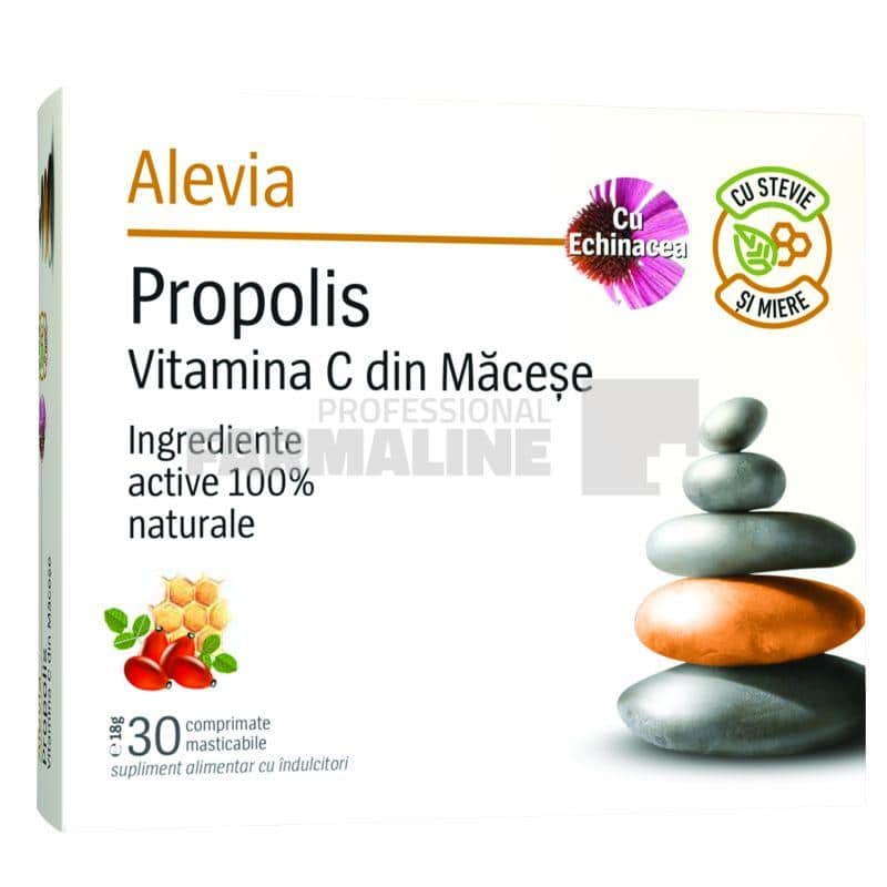 Alevia Propolis cu vitamina C din pulpa de macese 30 comprimate masticabile