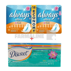 Always Pachet Ultra Fresh Duo Absorbante 18 bucati + Discreet