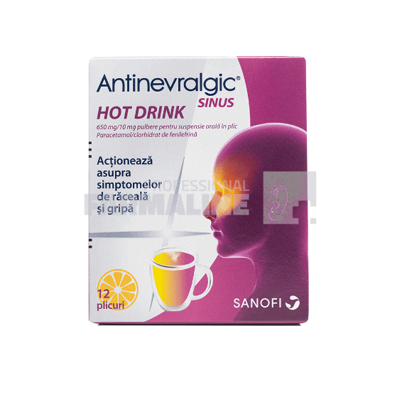 Antinevralgic Sinus Hot Drink 650 mg/10mg 12 plicuri