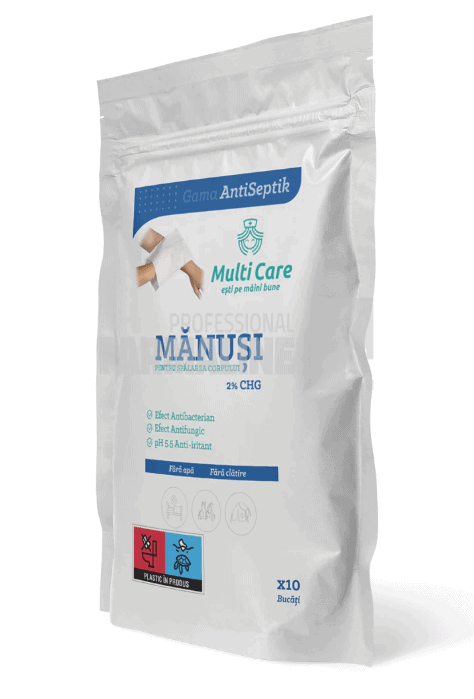 Antiseptik Manusi spalarea corpului 2% CHG 10 bucati 1 Antiseptik Manusi spalarea corpului 2% CHG 10 bucati