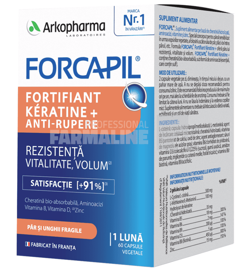 Arkopharma Forcapil Fortifiant Keratine+ 60 capsule 1 Arkopharma Forcapil Fortifiant Keratine+ 60 capsule