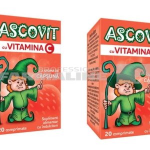 Ascovit cu aroma de capsuna 100 mg 20 comprimate Oferta 2 la pret de 1