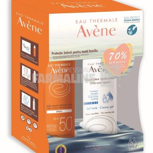 Avene Pachet Spray SPF50+ 200 ml + Lotiune reparatoare dupa plaja 200 ml Cadou