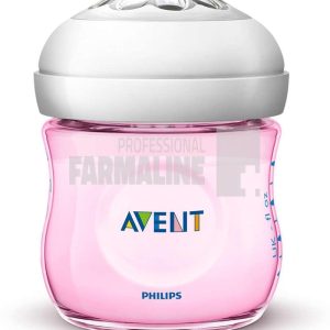 Avent SCF031/17 Natural Biberon roz cu tetina 1 orificiu 0+ luni 125ml