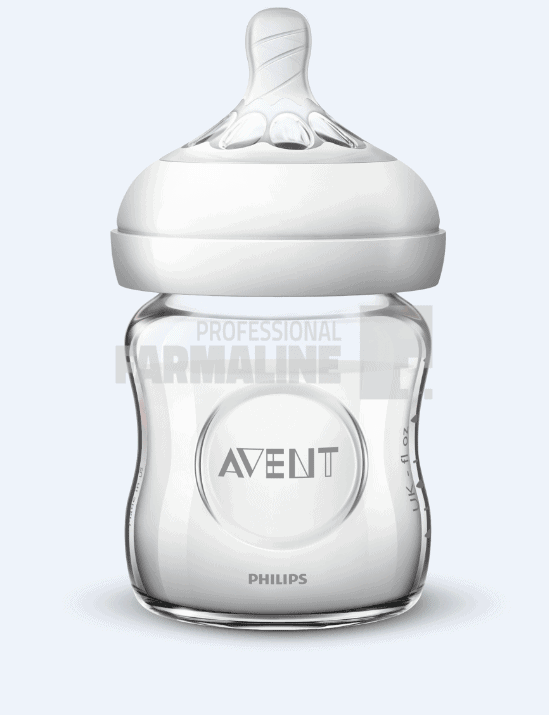 Avent SCF051/17 Natural Biberon sticla cu tetina debit lent 0+ luni 120ml 1 Avent SCF051/17 Natural Biberon sticla cu tetina debit lent 0+ luni 120ml