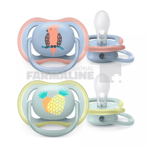 Avent SCF085/12 Suzete Ultra Air Ortodontice ananas/papagal 0-6 luni 2 bucati