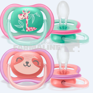 Avent SCF349/12 Suzeta ultra air 18+ luni cu animale pentru fete 2 bucati