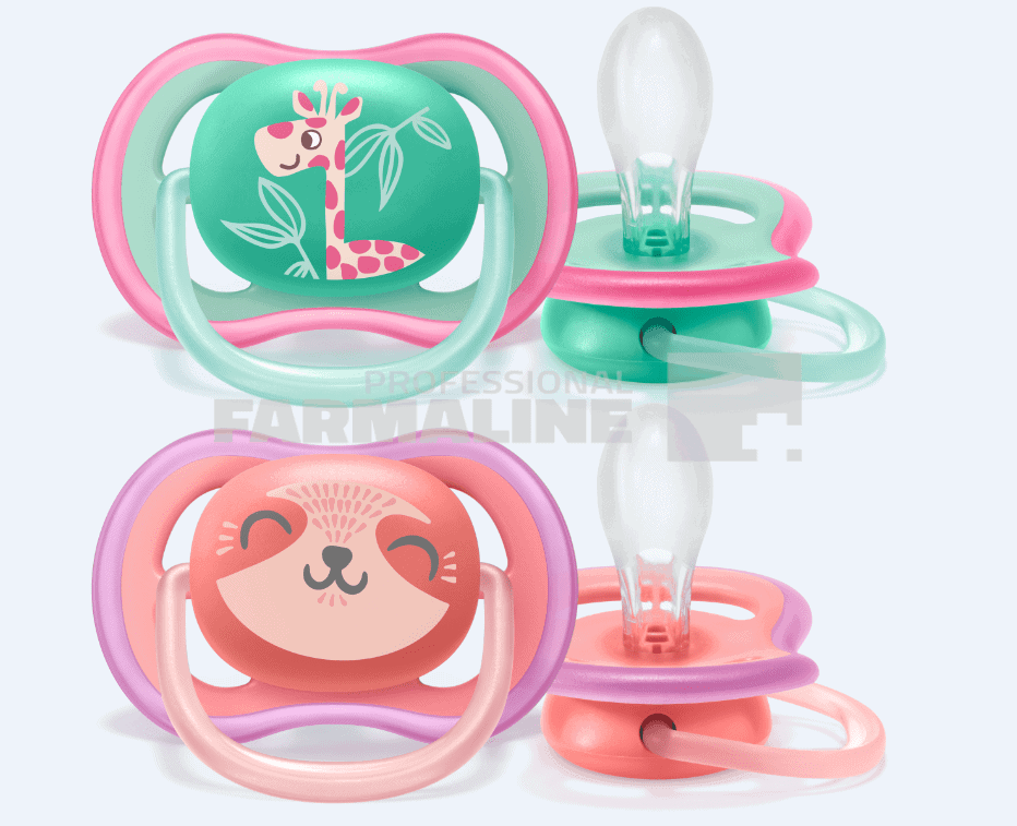 Avent SCF349/12 Suzeta ultra air 18+ luni cu animale pentru fete 2 bucati 1 Avent SCF349/12 Suzeta ultra air 18+ luni cu animale pentru fete 2 bucati