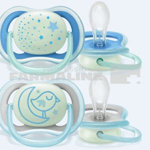Avent SCF376/21 Suzeta ultra air 6-18 luni cu inel fosforescent pentru baieti 2 bucati
