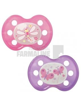 Baby Nova 24220 Suzete silicon ortodontice multicolore fara inel talia 1 0-6 luni 2 bucati