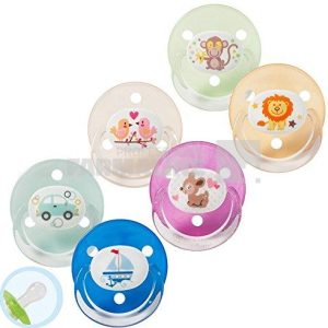 Baby Nova 26210 Suzete silicon rotunde decorate cu inel transparent 2 bucati