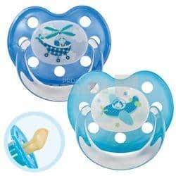 Baby Nova 28140 Suzete latex ortodontice multicolore cu inel talia 2 6-18 luni 2 bucati