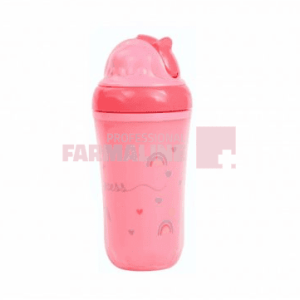 Baby Nova 34114 Pahar roz izotermic cu pai 6+ luni 250 ml