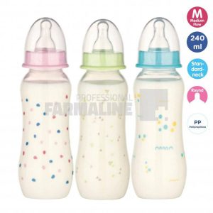 Baby Nova 45010 Biberon cu gat standard M 0-24 luni 240 ml