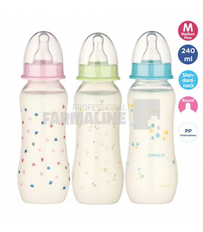 Baby Nova 45010 Biberon cu gat standard M 0-24 luni 240 ml 1 Baby Nova 45010 Biberon cu gat standard M 0-24 luni 240 ml