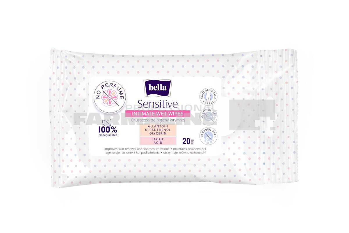 Bella Sensitive Servetele umede pentru igiena intima 20 bucati 1 Bella Sensitive Servetele umede pentru igiena intima 20 bucati