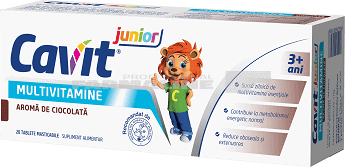 Biofarm Cavit Junior ciocolata 20 tablete masticabile