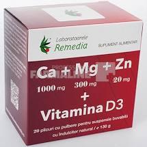 Ca + Mg + Zn + Vitamina D3 20 + 10 Gratis
