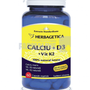Calciu + D3 + Vitamina K2 60 capsule