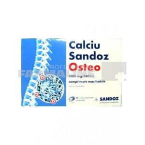 Calciu Sandoz Osteo 1000 mg/880 UI 30 coprimate masticabile