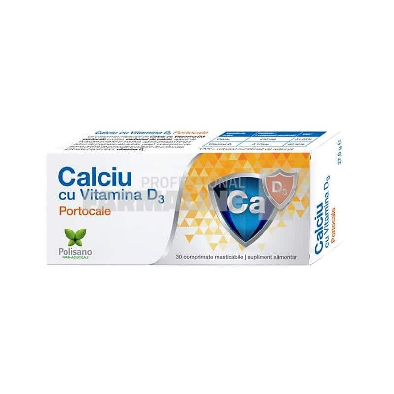 Calciu + Vitamina D3 cu aroma de portocale 30 comprimate masticabile