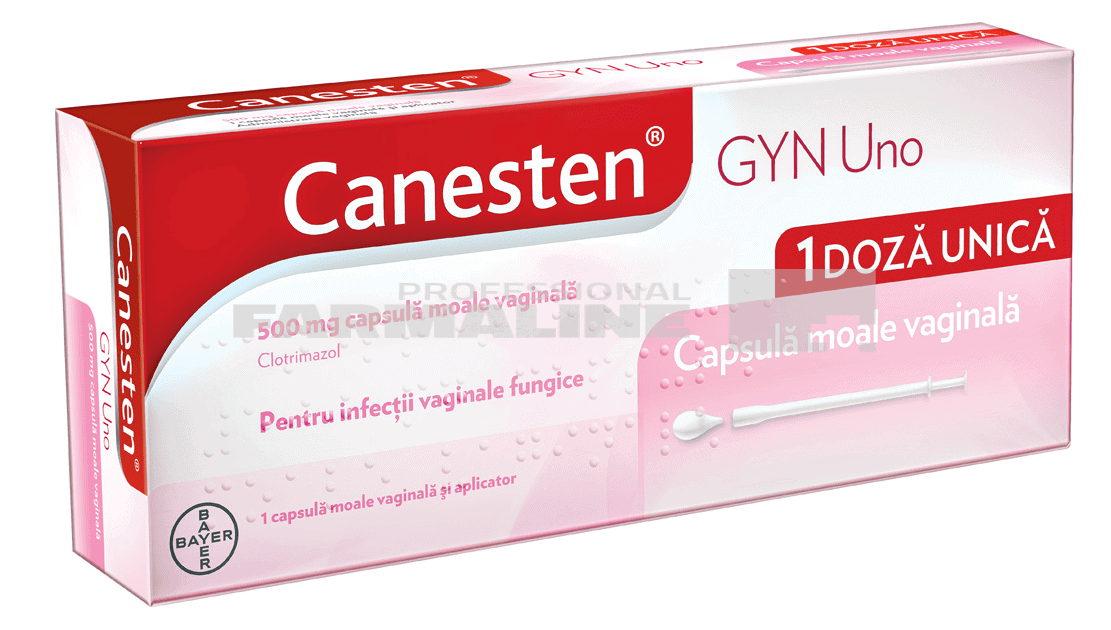 Canesten GYN Uno 500 mg capsula moale vaginala, Clotrimazol 1 Canesten GYN Uno 500 mg capsula moale vaginala
