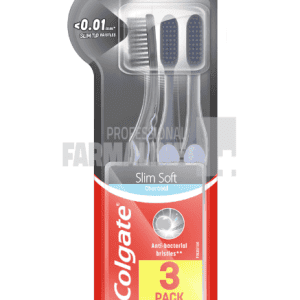 Colgate Periuta dinti Slim Ultra Soft Black Clean Charcoal 0.01 mm 3 bucati