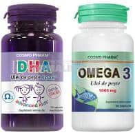 DHA Premium Ulei de peste Advanced Kids 30 capsule + Omega Ulei Peste 100 mg 30 capsule Cadou