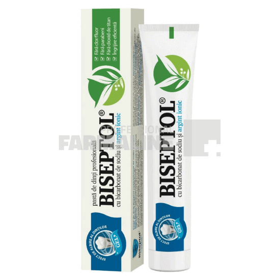 Dacia Plant Biseptol Pasta de dinti cu bicarbonat de sodiu si argint ionic 75 ml