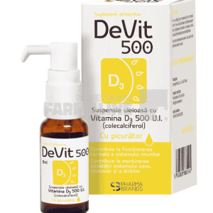 Devit 500 Suspensie uleioasa cu Vitamina D3 500U.I. - picurator 20 ml