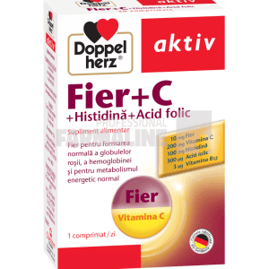 Doppelherz Aktiv Fier + Vitamina C + Histidina + Acid Folic 30 comprimate