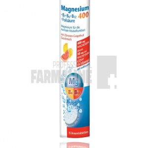 Doppelherz Aktiv Magneziu 400 + B1 + B6 + B12 + Acid folic 15 comprimate efervescente