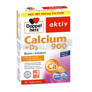 Doppelherz Calciu 900 + D3 + Biotina + Acid folic 30 tablete