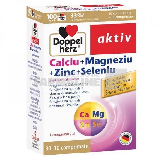 Doppelherz Calciu + Magneziu + Seleniu 30 tablete + 10 tablete Cadou Jubileu 100