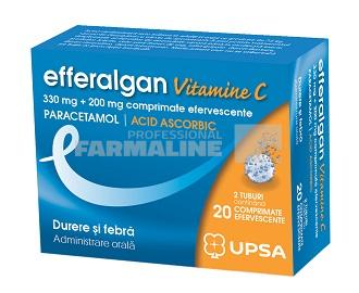 Efferalgan Vitamine C 330 mg + 200 mg - Soluția pentru Durere 1 Efferalgan Vitamine C 330 mg + 200 mg 20 comprimate efervescente