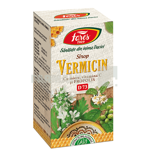 Fares D73 Vermicin Sirop cu miere si propolis 100 ml 1 Fares D73 Vermicin Sirop cu miere si propolis 100 ml