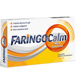 Faringocalm miere si portocala 3 mg 12 pastile