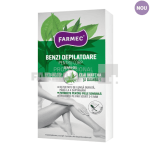 Farmec Benzi depilatoare pentru corp cu extract ceai matcha si bambus 8 bucati