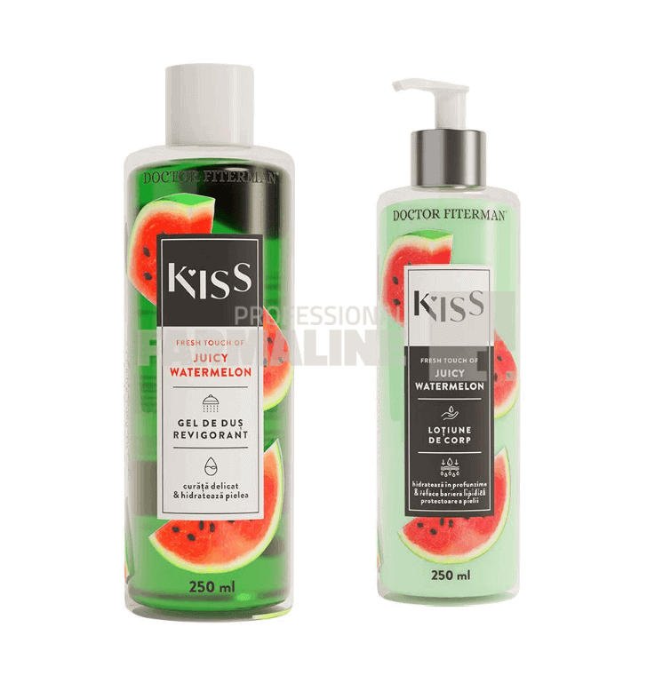 Fiterman Pachet Kiss Juicy Watermelon Gel de dus 250 ml + Lotiune corp 250 ml 1 Fiterman Pachet Kiss Juicy Watermelon Gel de dus 250 ml + Lotiune corp 250 ml