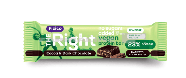Fizico the right Baton vegan proteic cu cacao si ciocolata 40 g